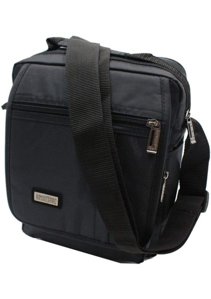 Şık Çok Gözlü Erkek El ve Omuz Çantası, Orta Boy, Suni Deri, Siyah fırsatları