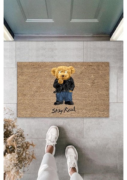 Bej Kapı Önü Paspası Stay Real Ayıcık Desen K-3331