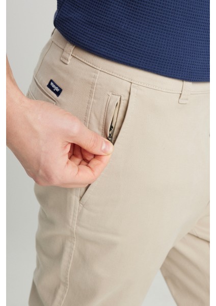 Slim Fit Dar Kesim Normal Bel Darpaça Bej Chino Pantolon indirimleri