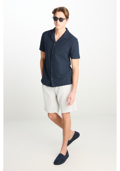 Relaxed Fit Geniş Kesim Lacivert Pamuklu Gömlek modelleri