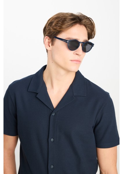 Relaxed Fit Geniş Kesim Lacivert Pamuklu Gömlek fırsatları