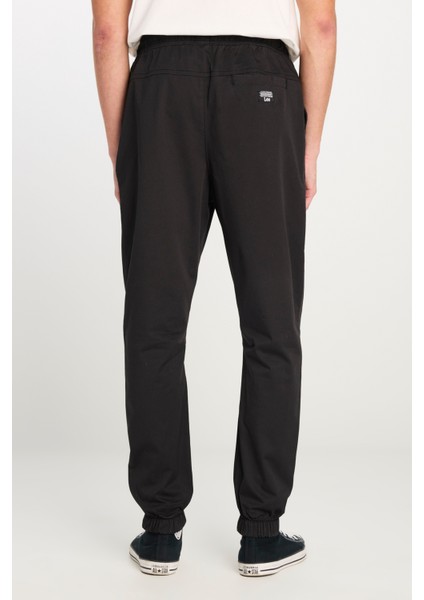 Regular Fit Normal Kesim Ribanalı Paça Pamuklu Siyah Jogger Pantolon