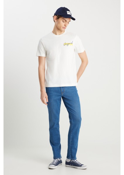 %100 Pamuk Regular Fit Normal Kesim Bisiklet Yaka Ekru Tişört modelleri