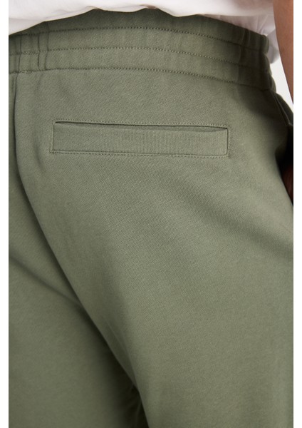 %100 Pamuk Regular Fit Normal Kesim Ribanalı Paça Haki Jogger Pantolon