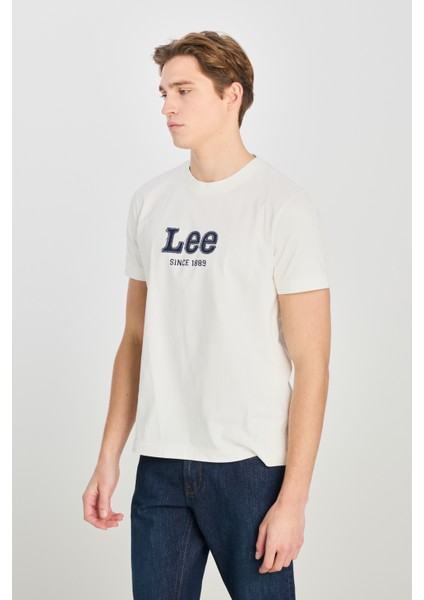 %100 Pamuk Regular Fit Normal Kesim Aplikeli Ekru Tişört fiyatları