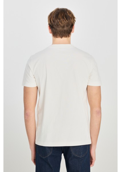%100 Pamuk Regular Fit Normal Kesim Aplikeli Ekru Tişört indirimleri