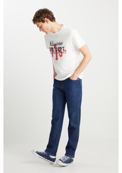 Texas Straight Fit Düz Kesim Normal Bel Pamuklu Esnek Mavi Jean Denim Pantolon