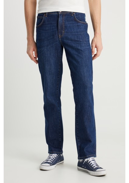 Texas Straight Fit Düz Kesim Normal Bel Pamuklu Esnek Mavi Jean Denim Pantolon