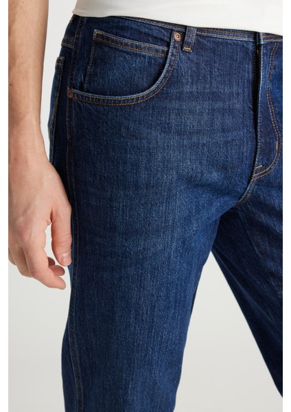Texas Straight Fit Düz Kesim Normal Bel Pamuklu Esnek Mavi Jean Denim Pantolon