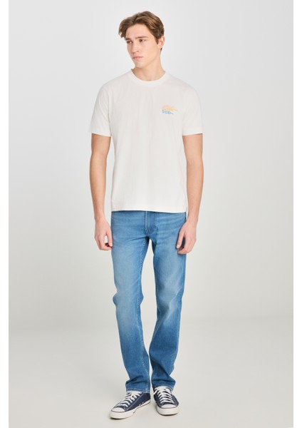 %100 Pamuk Regular Fit Normal Kesim Bisiklet Yaka Baskılı Ekru Tişört modelleri