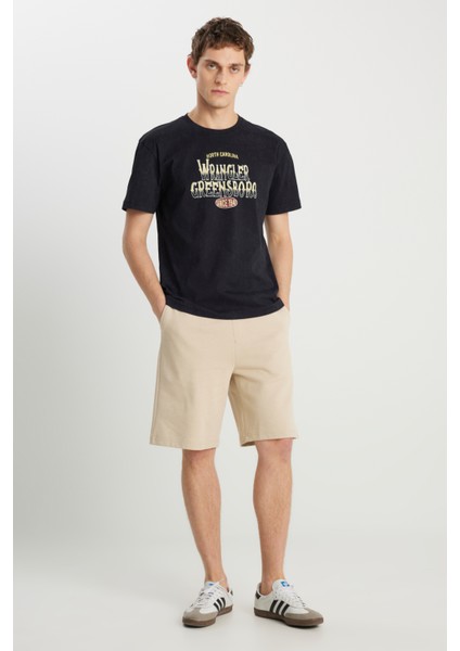 %100 Pamuk Relaxed Fit Geniş Kesim Big Logo Siyah Tişört modelleri