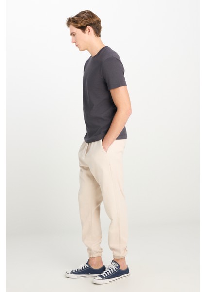 %100 Pamuk Relaxed Fit Geniş Ksim Bisiklet Yaka Antrasit Basic Tişört modelleri