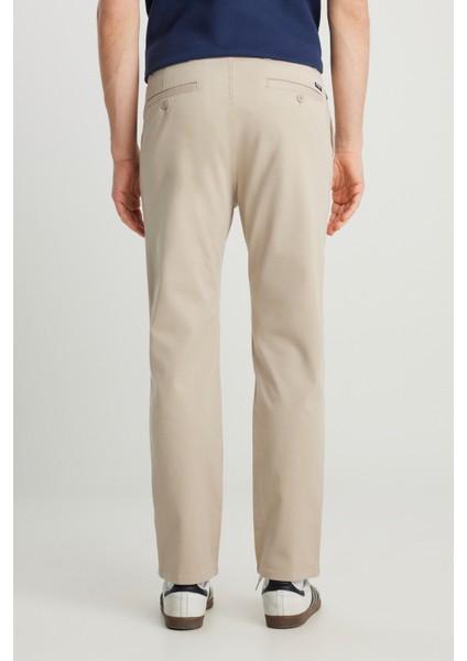 Slim Fit Dar Kesim Normal Bel Darpaça Bej Chino Pantolon fırsatları