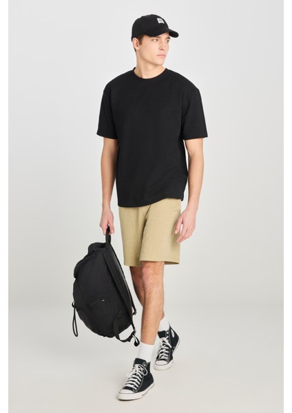 Relaxed Fit Geniş Kesim Bisiklet Yaka Pamuklu Siyah Tişört modelleri