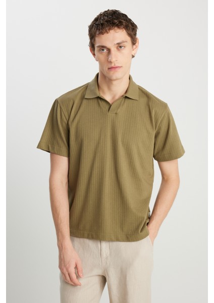 Relaxed Fit Geniş Kesim Haki Polo Tişört fiyatları