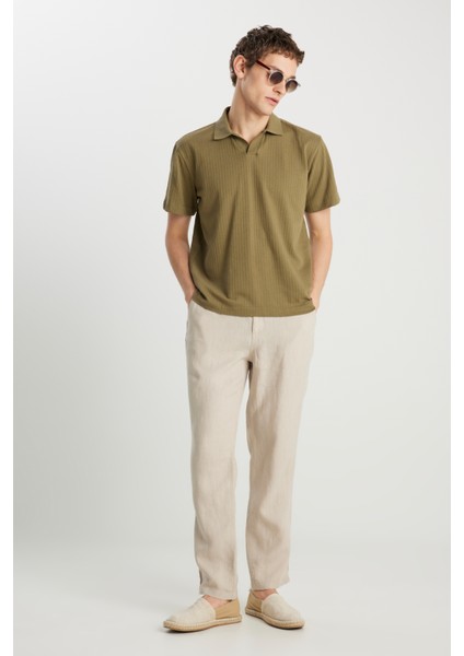 Relaxed Fit Geniş Kesim Haki Polo Tişört modelleri