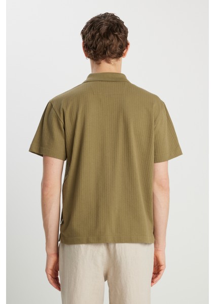 Relaxed Fit Geniş Kesim Haki Polo Tişört indirimleri