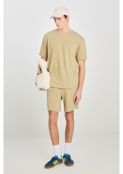 Relaxed Fit Geniş Kesim Normal Bel Pamuklu Açık Yeşil Sweatşort fiyatları