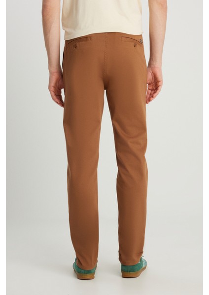 Slim Fit Dar Kesim Normal Bel Darpaça Bordo Chino Pantolon