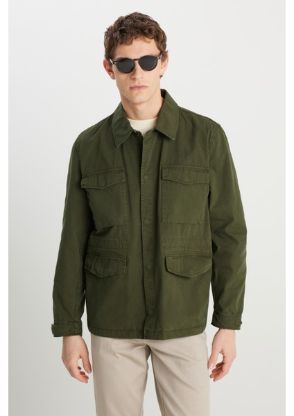 Regular Fit Normal Kesim %100 Pamuk Haki Military Ceket