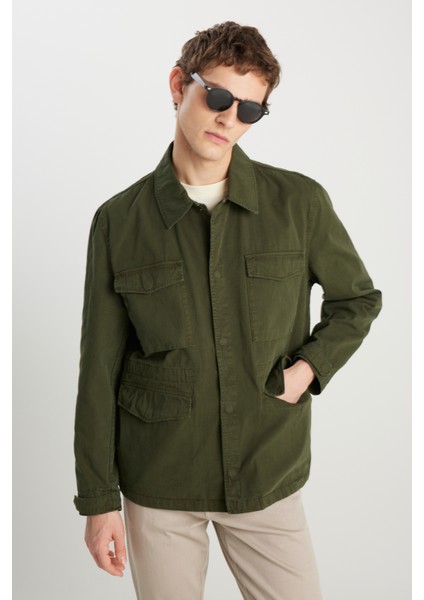 Regular Fit Normal Kesim %100 Pamuk Haki Military Ceket