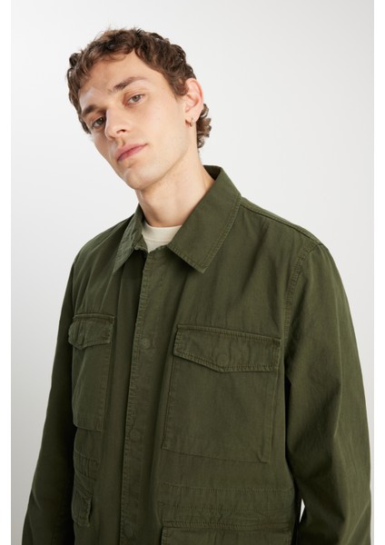Regular Fit Normal Kesim %100 Pamuk Haki Military Ceket