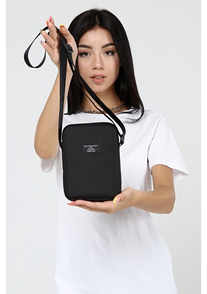 Unisex Siyah Omuz, Telefon ve Bel Çantası