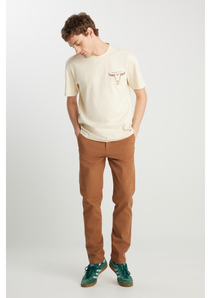 Slim Fit Dar Kesim Normal Bel Darpaça Bordo Chino Pantolon