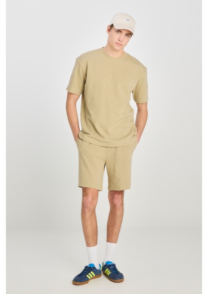 Relaxed Fit Geniş Kesim Bisiklet Yaka Pamuklu Açık Yeşil Tişört modelleri