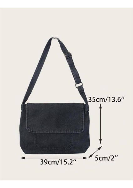 Vintage Unisex Kot Gri Renkli Iç Hacmi Geniş Postacı Çantası