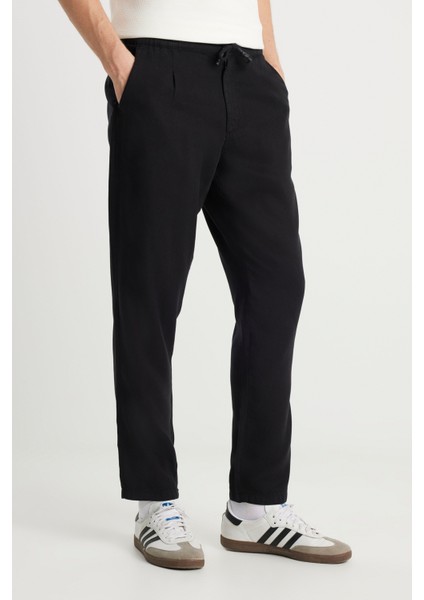 Regular Fit Normal Kesim Yumuşak Dokulu Siyah Pantolon