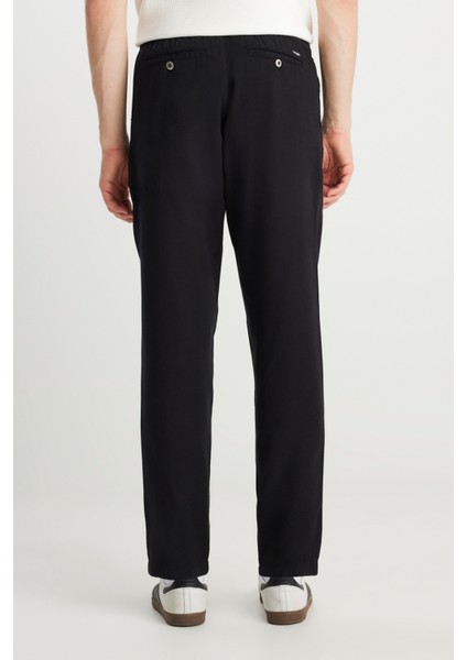 Regular Fit Normal Kesim Yumuşak Dokulu Siyah Pantolon