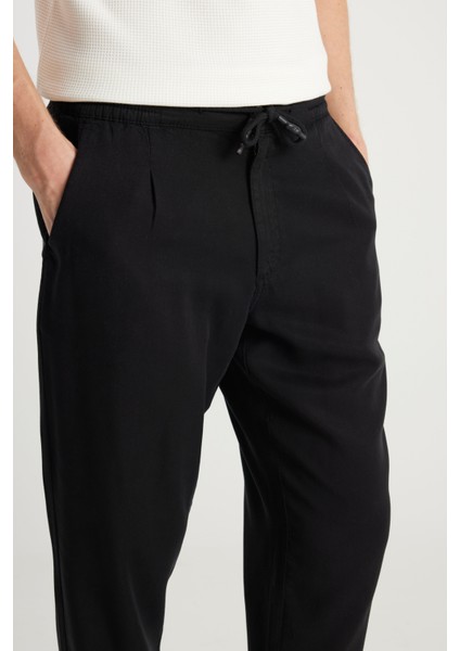 Regular Fit Normal Kesim Yumuşak Dokulu Siyah Pantolon