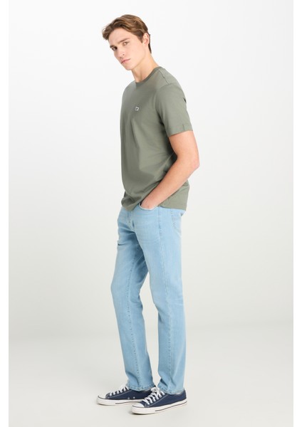 Regular Fit Normal Kesim Bisiklet Yaka Pamuklu Haki Tişört modelleri