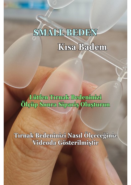100 Adet SMALL beden BADEM KISA Takma Tırnak Seti Özel Kutuda ve Yapıştırıcı Hediyeli