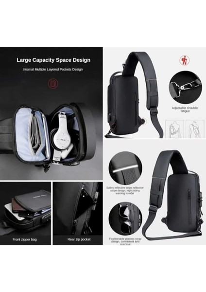 Şık omuz çantası, USB portu, kilitli, siyah gold detaylı, suni deri materyal fırsatları