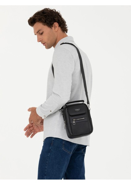 Şık Siyah Erkek Omuz Çantası, Hafif ve Kullanışlı Tasarım