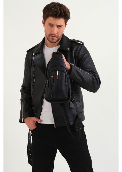 Şık Siyah Hakiki Deri Çapraz ve Göğüs Çantası, Zarif ve Kullanışlı Tasarım fiyatları