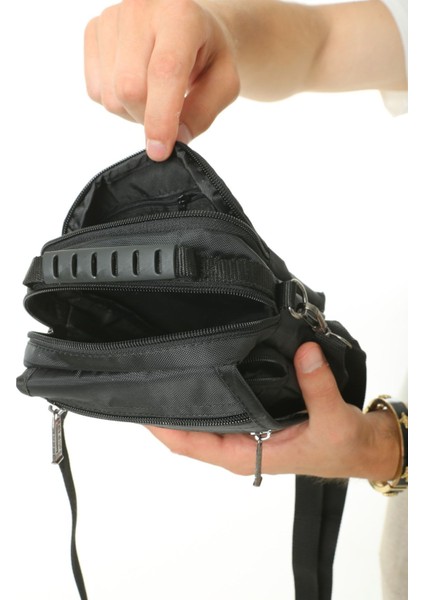 Çok Gözlü Erkek Çanta, Çapraz ve Omuz Askılı, Siyah, Şık ve Pratik Tasarım indirimleri