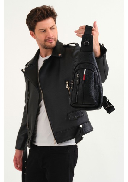 Şık Siyah Hakiki Deri Çapraz ve Göğüs Çantası, Zarif ve Kullanışlı Tasarım fırsatları