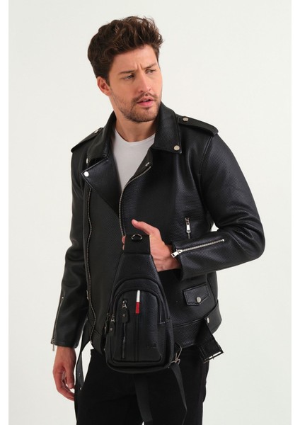 Şık Siyah Hakiki Deri Çapraz ve Göğüs Çantası, Zarif ve Kullanışlı Tasarım indirimleri