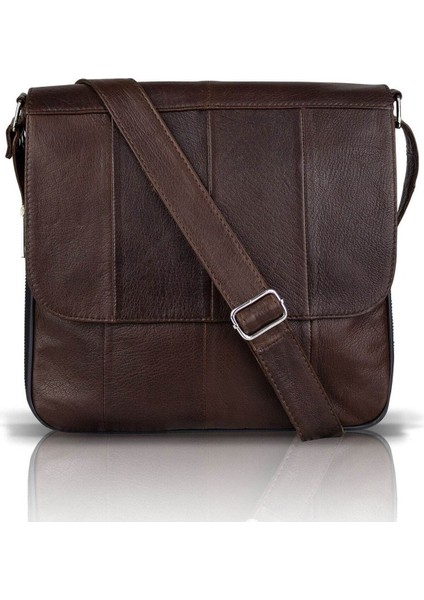 Hakiki deri unisex çapraz postacı çanta, şık ve kullanışlı kahverengi tasarım