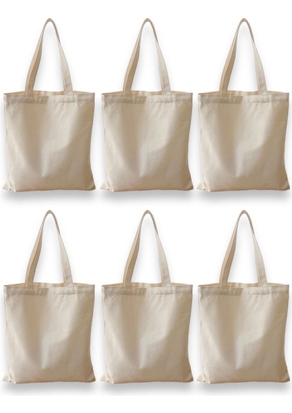 Boyamaya Uygun Ham Bez Çanta 35x40cm, 6'lı Ekru Paket, %100 Pamuk Materyal