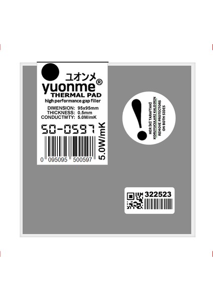 Termal Ped / Thermal Pad 0.5mm 5.0W/MK 95X95MM 50-0597