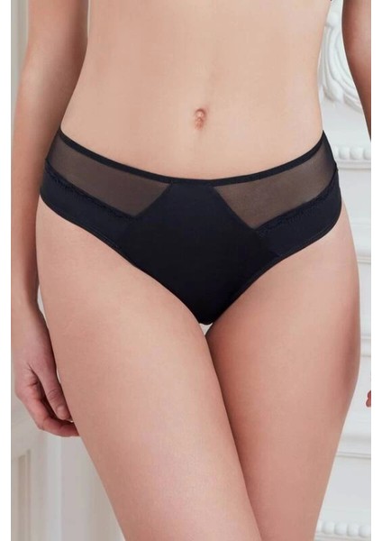 Siyah Tül Detaylı Slip 2779