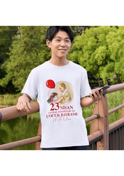 23 Nisan Atatürk Baskılı Tişört Çocuk Yetişkint-Shirt