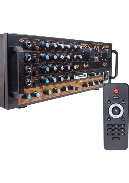 Hpy Y MV-1232 2*80W Usb/sd Bt Uk-Balans 4 Mik Giriş-4 Hop Çıkışlı Stereo Küp Mixer Trafosuz Anfi