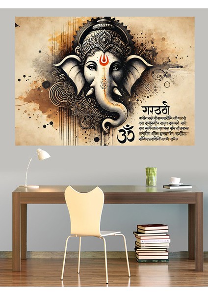 Ganesha Hindu Tanrısı Dekoratif Kanvas - Mdf Ahşap Tablo