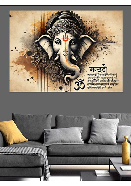 Ganesha Hindu Tanrısı Dekoratif Kanvas - Mdf Ahşap Tablo