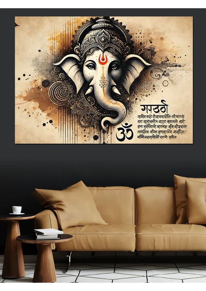 Ganesha Hindu Tanrısı Dekoratif Kanvas - Mdf Ahşap Tablo